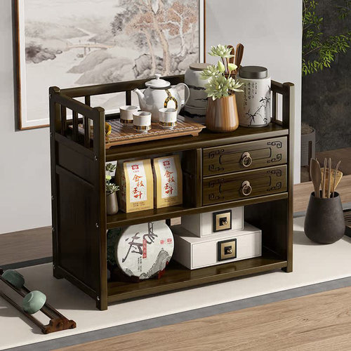 博古架小型茶柜置物架茶叶收纳柜桌面茶具架子紫砂壶摆Y放架多宝