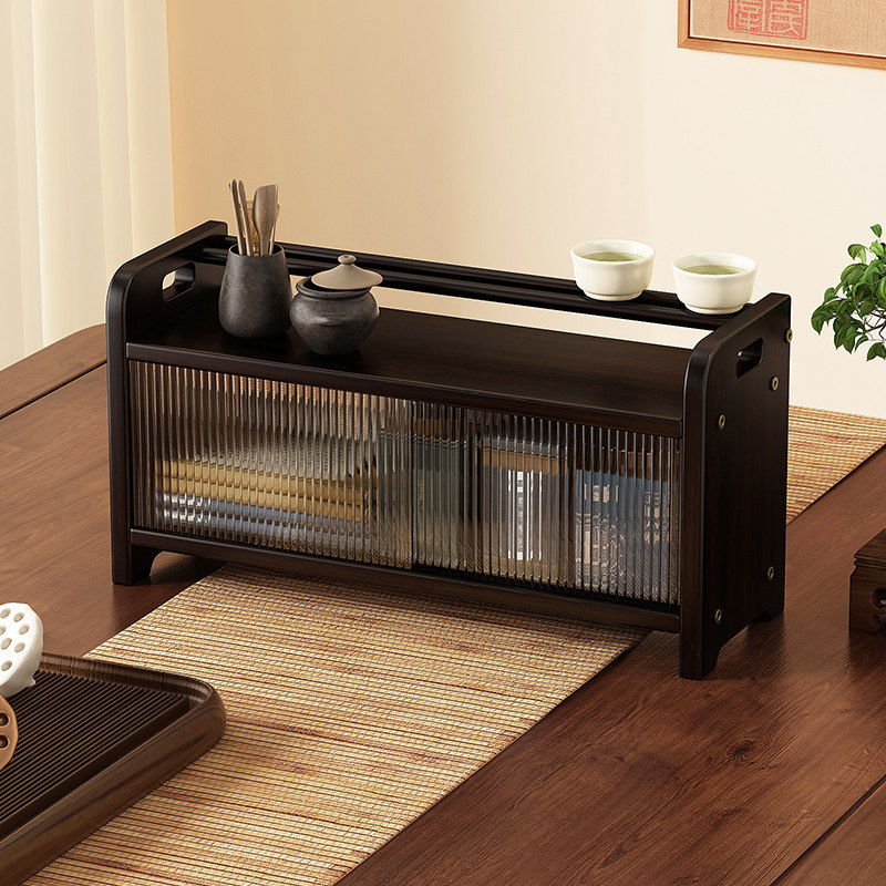 桌面小型博古架非实木茶具置物架新中式J杯架茶桌杯子紫砂壶展示