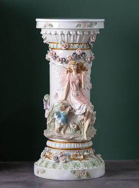 欧式罗马柱装饰i造型摆件电视柜旁室内落地花架置物架客厅创意饰