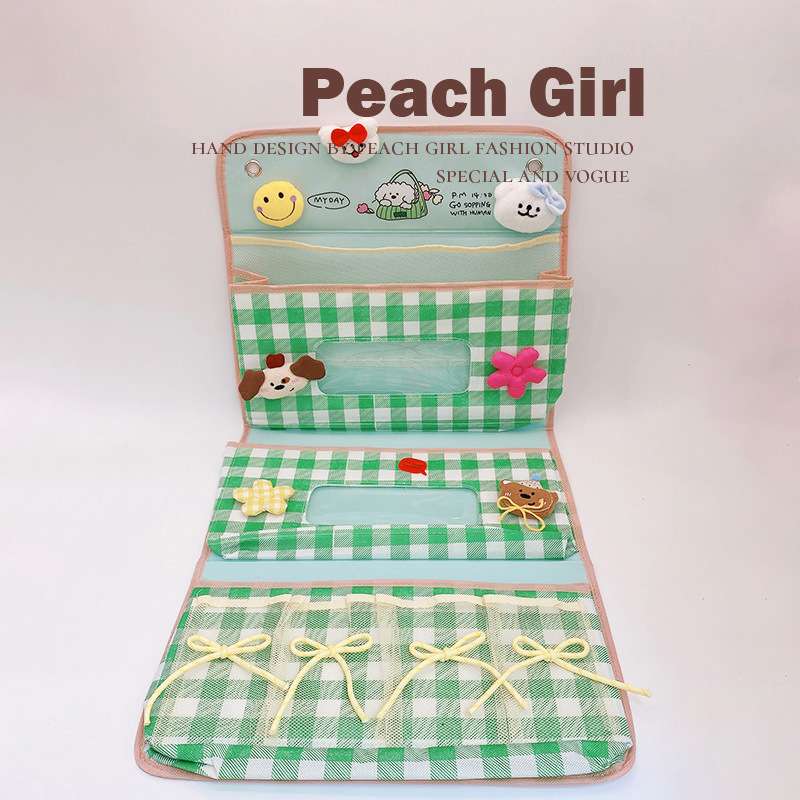 Peach Girl甜美格纹分层壁挂收纳居家寝室杂物收纳挂袋HD1212A15