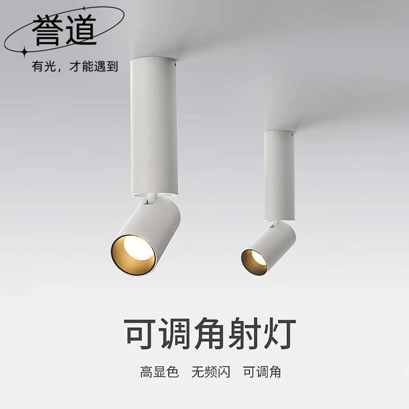 誉道明装折角射灯天花灯led吸顶聚光灯防眩光客厅洗墙灯可调角度