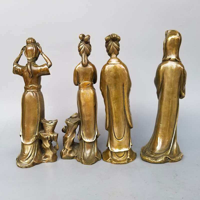铜四大美女铜像王昭君杨玉环貂蝉西施铜器铜雕工艺品摆件