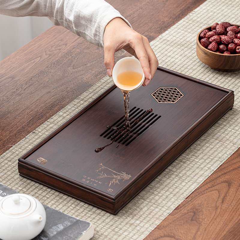德化陶瓷【茶盘】蓄水式/竹木/楠竹/竹抱秋池/茶台/高密度/轻便茶