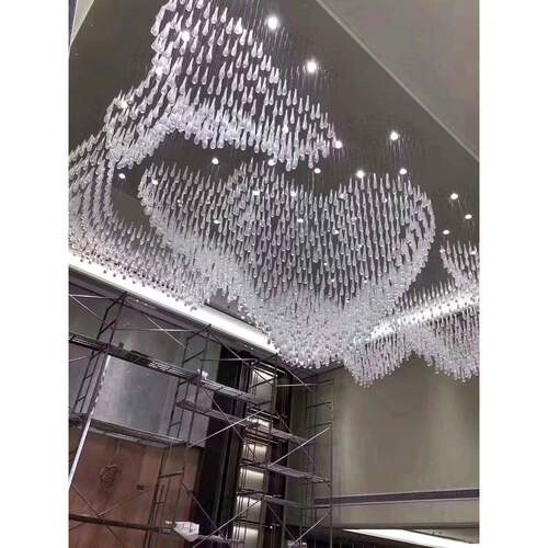 非标工程别墅酒吧台灯具餐厅酒店大堂宴会厅工程灯饰水滴水晶吊灯