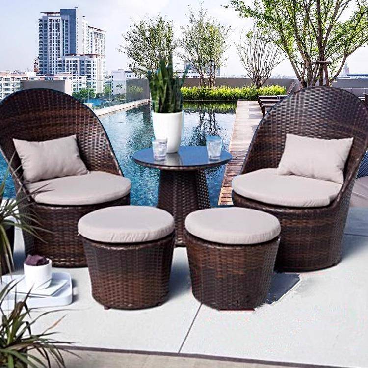 室外休闲藤椅子茶几三五件套咖啡厅户外阳台桌椅组合庭院藤编家具