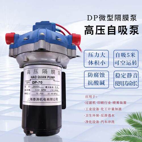 DP70压隔膜泵12v24v自吸泵喷雾扫地车直流抽水泵压微型泵泵头