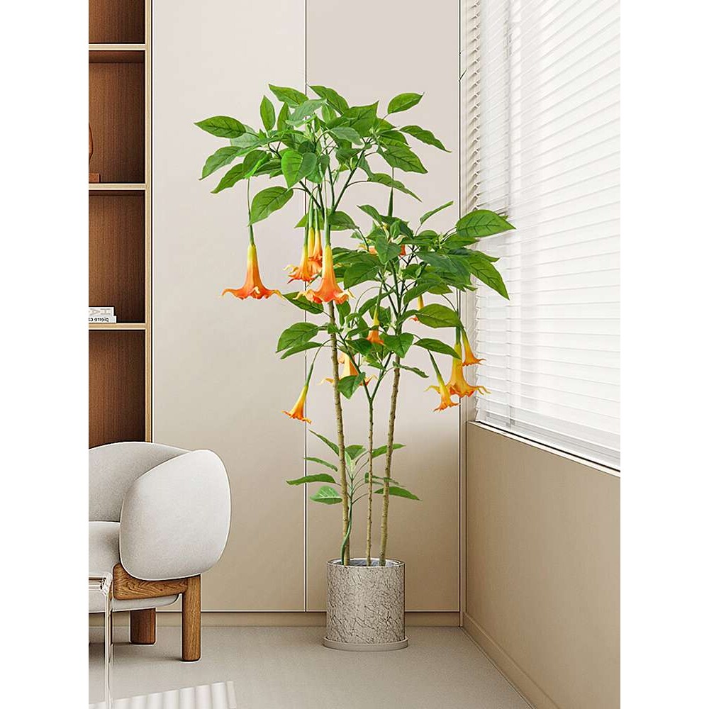 北欧大型绿植盆栽仿生植物曼陀罗室内客厅装饰假花落地摆件树