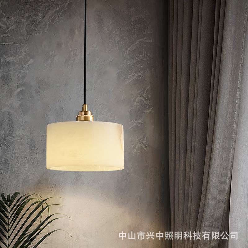天然云石卧室床头柜小吊灯现代简约设计师主卧床边艺术单个垂线灯