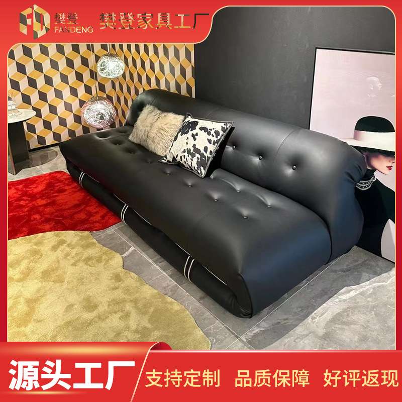法式奶油风设计师河马沙发简约单人沙发椅复古钢牙休闲懒人沙发