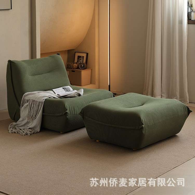 懒人沙发可躺可睡小户型客厅卧室榻榻米阳台单人饺子两用躺椅实木