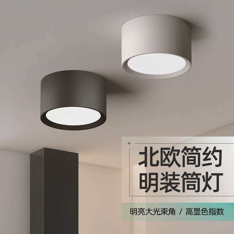 明装筒灯 圆形极简灯led吸顶式轻奢客厅卧室走廊过道灯20W30