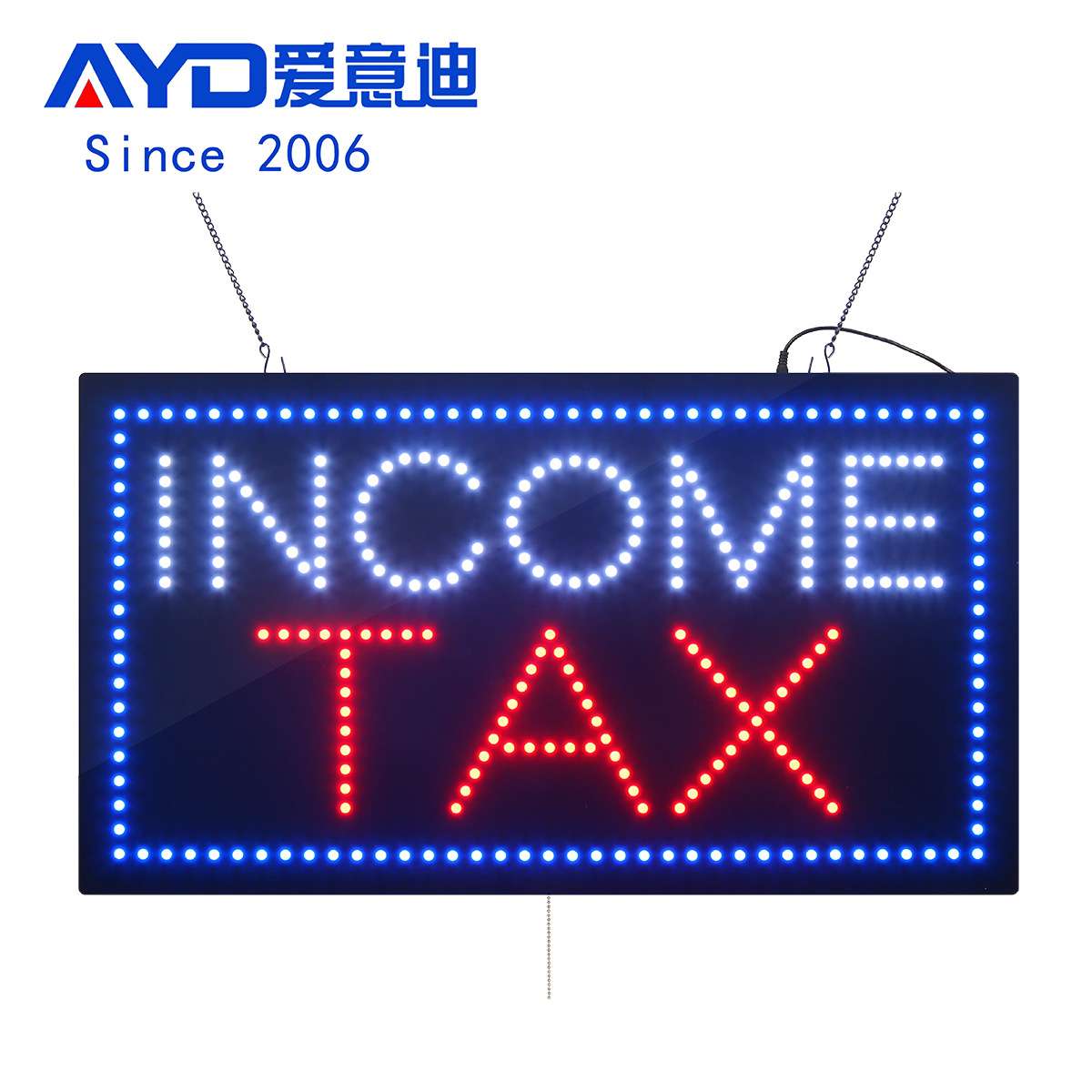 出口认证 LED广告牌门头字室内发光字招牌 INCOME TAX Sign