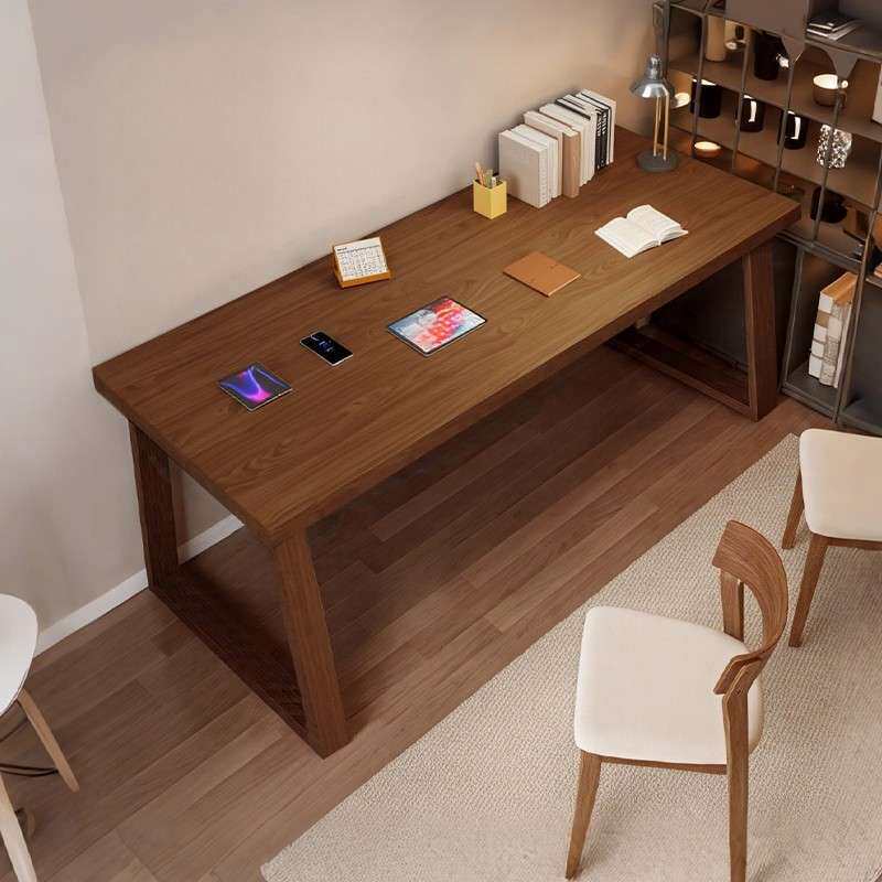 纯实木书桌双人电脑桌卧室家用学习桌长方形写字桌简易长条办公桌