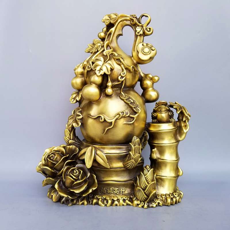 铜葫芦财富高升花开富贵节节高铜金蟾妙音铜艺家居铜工艺品摆件