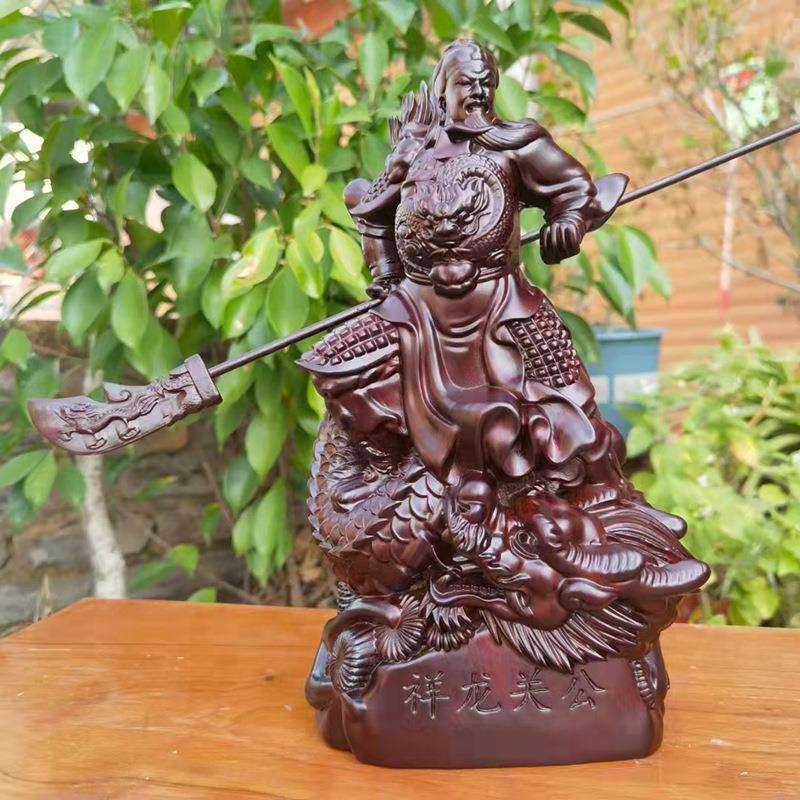 黑檀木结善缘武财神关公摆件家用财神爷关公像供奉关羽关二爷神像