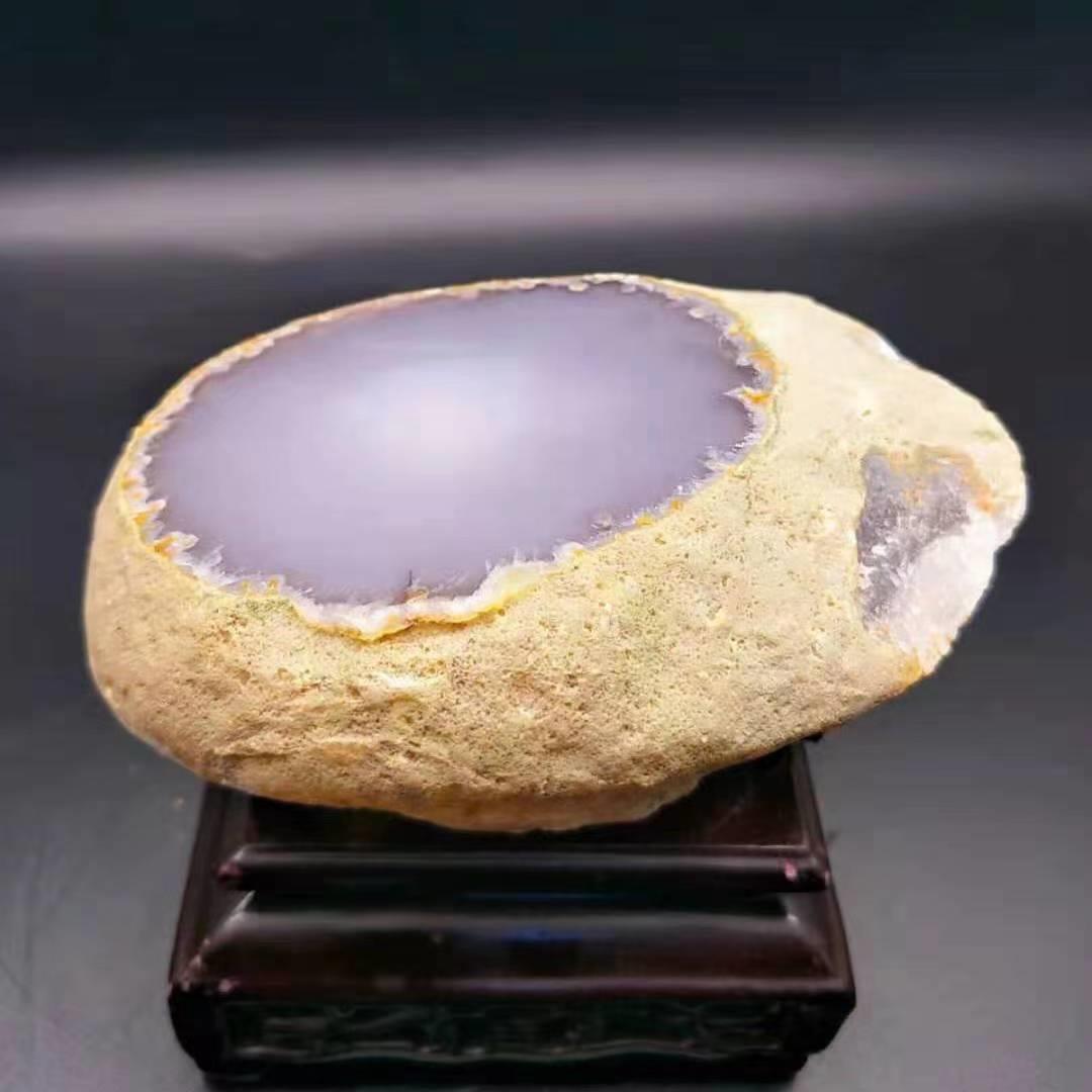 天然巴西水胆玛瑙原石平摆件聚财风水摆件天然真水胆原石工艺品