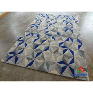 现代简约正方形格子中式别墅客厅茶几沙发地毯卧室客房大厅接待室