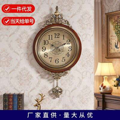欧式复古挂钟客厅实木摇摆钟美式金属时钟大气18003 18012 18025