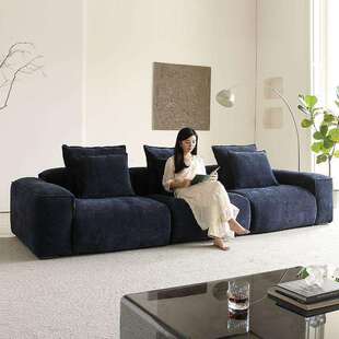 豆腐块意式直排雪尼尔沙发大小户型客厅新款黑色布艺现代简约沙发