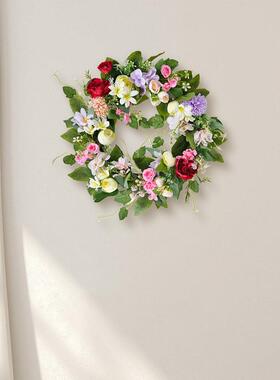 2025亚马逊TEMU新款春季欧式仿真茶花家居门窗墙壁饰花环现货供应