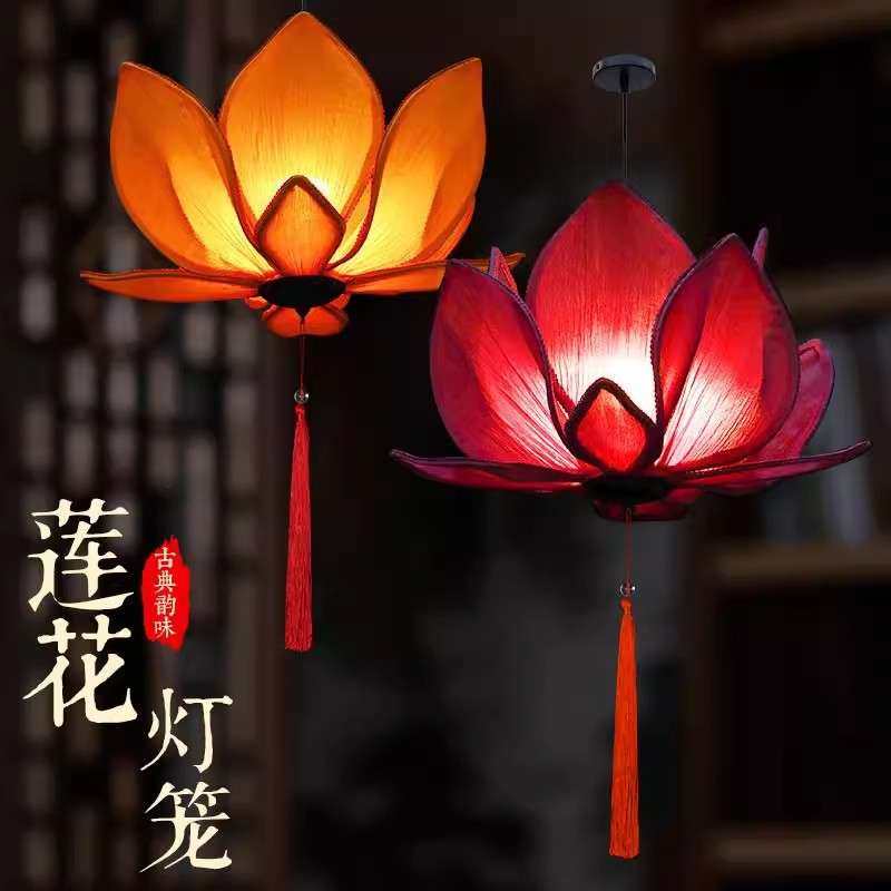 灯笼挂饰阳台装饰户外新中式创意莲花吊灯餐饮布艺手工茶楼禅意,3C数码配件,USB灯,淘宝优惠券,粉丝福利购,淘宝优惠卷