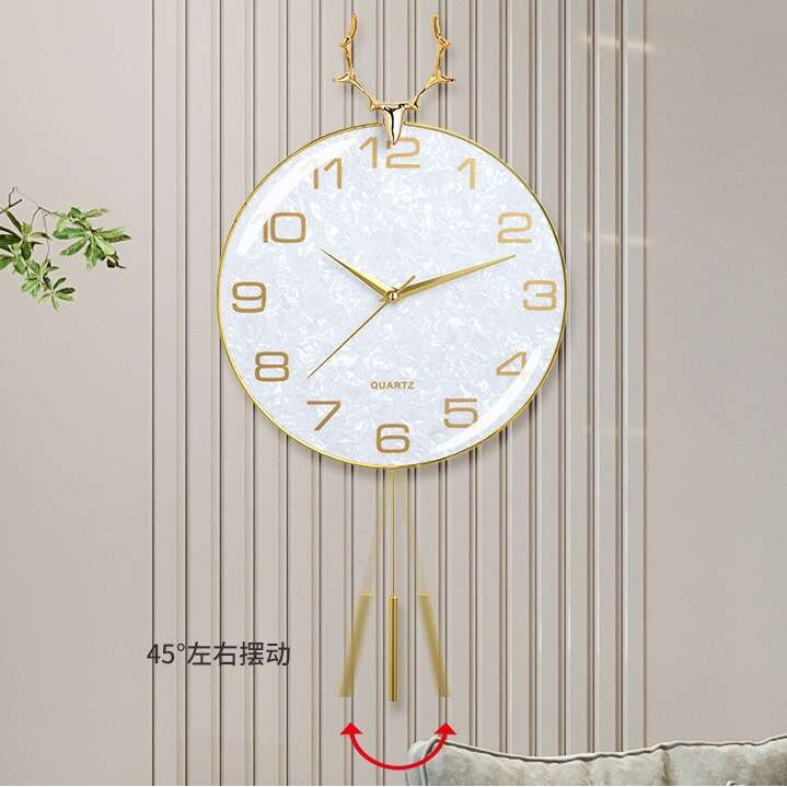 钟表家用现代挂钟新款北欧鹿头时钟轻奢挂表客厅挂墙石英钟
