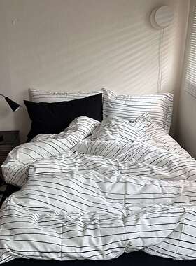 2025新款色织水洗系列四件套-黑白世界 1.5m床单款四件套 黑白世