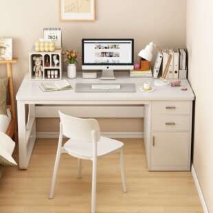 台式电脑桌卧室家用成人钢架办公桌子简约现代带抽屉简易工作台子