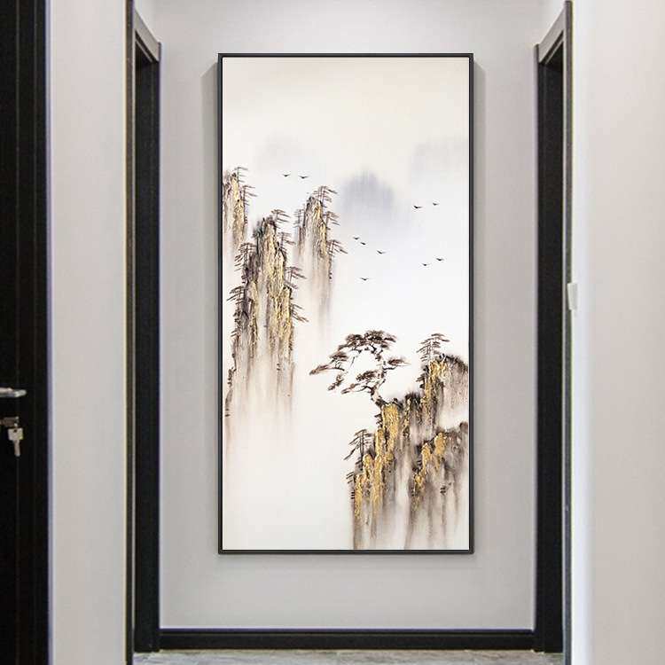 纯手绘新中式装饰画中国风现代客割草机/草坪机