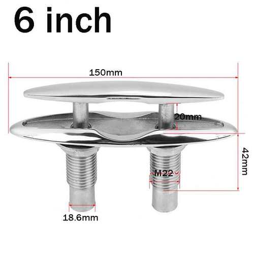 1个船用五金隐形索栓6寸150x42x20x18.6x22mm不锈钢推拉缆绳螺栓