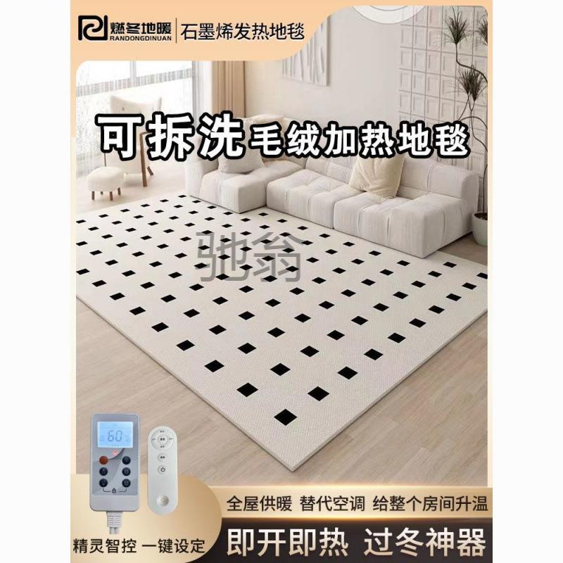 分体式石墨烯加热地毯客厅家用地暖垫 电热地毯可拆洗移动发热垫