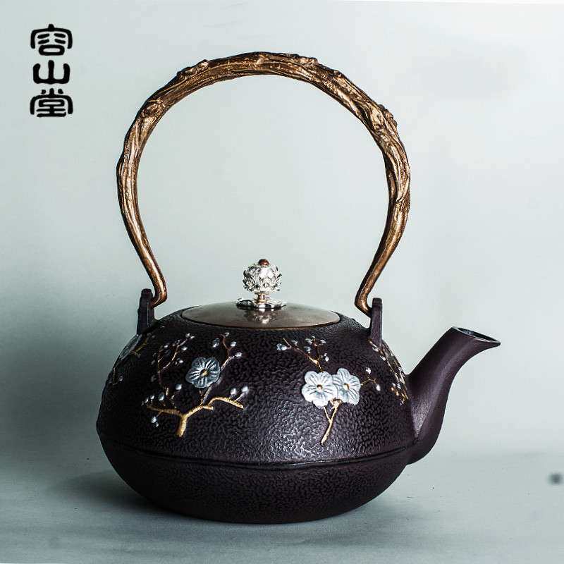 容山堂 苏韵古画老铁壶生铁壶喜鹊登梅 祥龙纯铜壶把