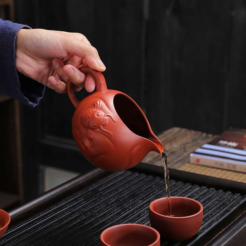 宜兴紫砂公道杯壶泡茶滤一体分茶器公杯陶瓷茶具茶漏套装茶道小号