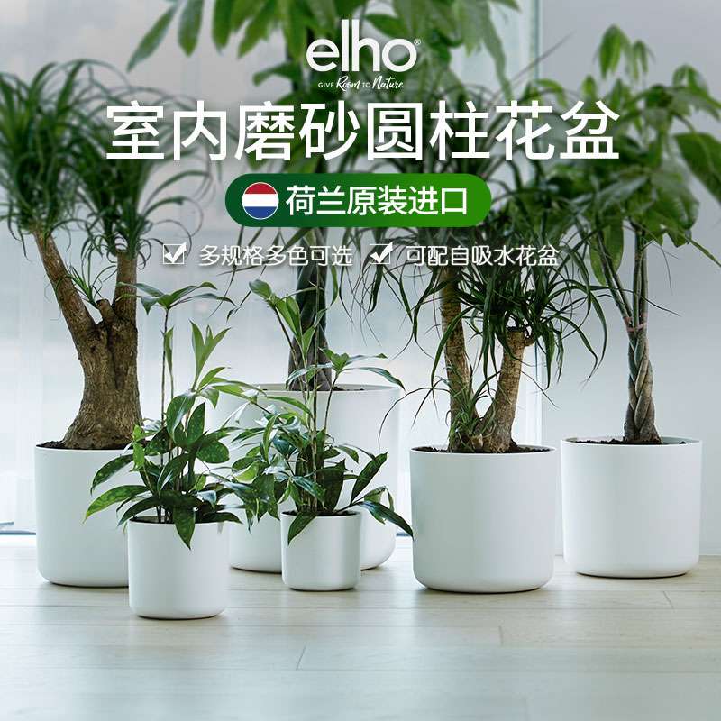 elho花盆北欧白色绿植现代塑料套盆自动自吸水盆景盆塑料盆大