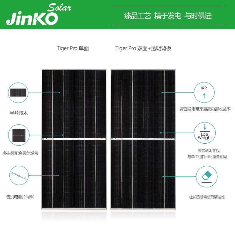 晶科550W570W580W单玻N型太阳能光伏板单晶A级大功率发电质保齐全