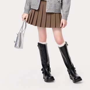 春秋百褶裙女大童百搭半身裙 GROUNDZERO女童裙子儿童2026新款