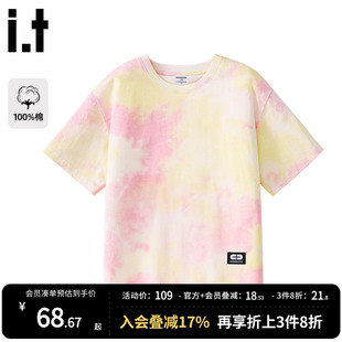 it GROUNDZERO儿童短袖t恤2026新款纯棉扎染衣服女童半袖体恤夏装