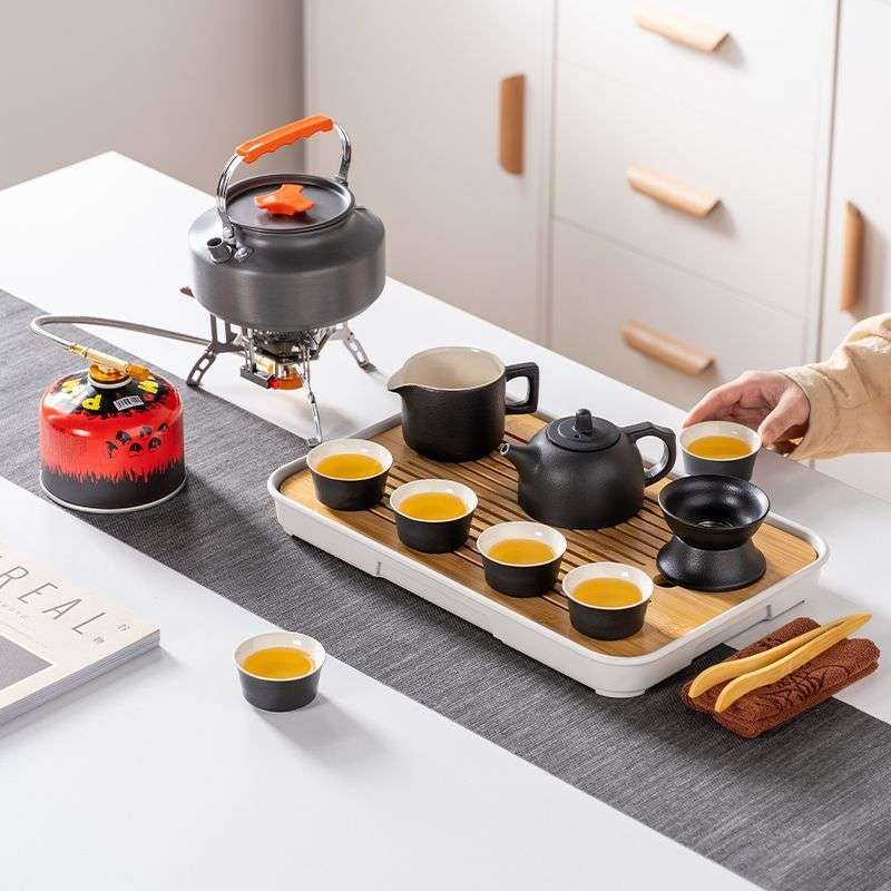 户外旅行茶具套装泡茶装备带烧水炉便携车载露营煮茶专用炉具收纳