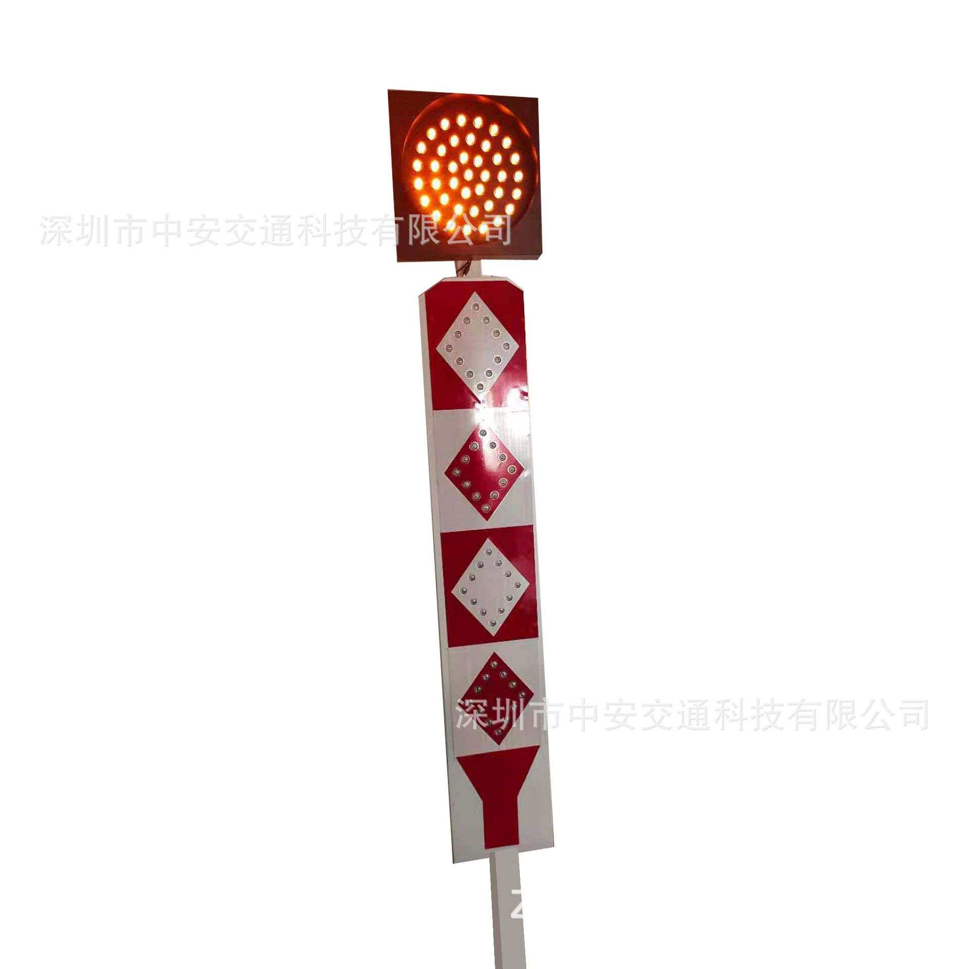中安太阳能道口标太阳能路口警示柱立柱式带黄闪灯