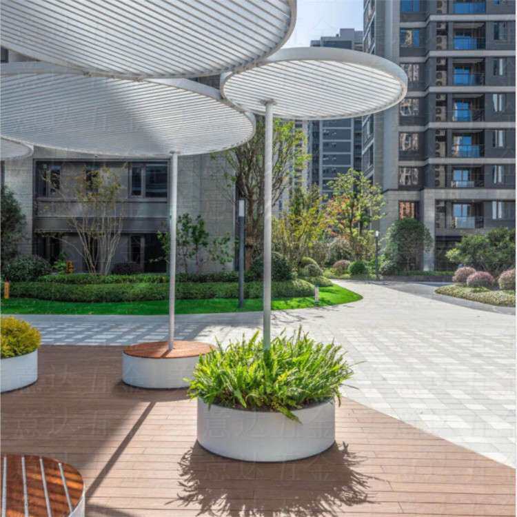 创意造型不锈钢户外凳花盆组合金属公园凳户外凳创意造型来图加工