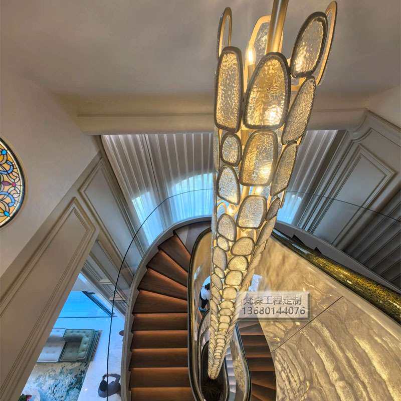 楼梯间长吊灯别墅复式楼挑空吊灯豪华轻奢设计师仿古创意楼梯吊灯