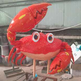 大型仿真螃蟹玻璃钢雕塑海鲜店壁挂门头立体模型海岸酒店广场摆件