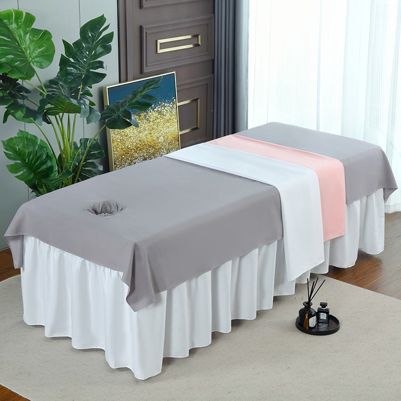 2025新款纯色美容床单件带洞美容院专用按摩理S疗床单高端高级感