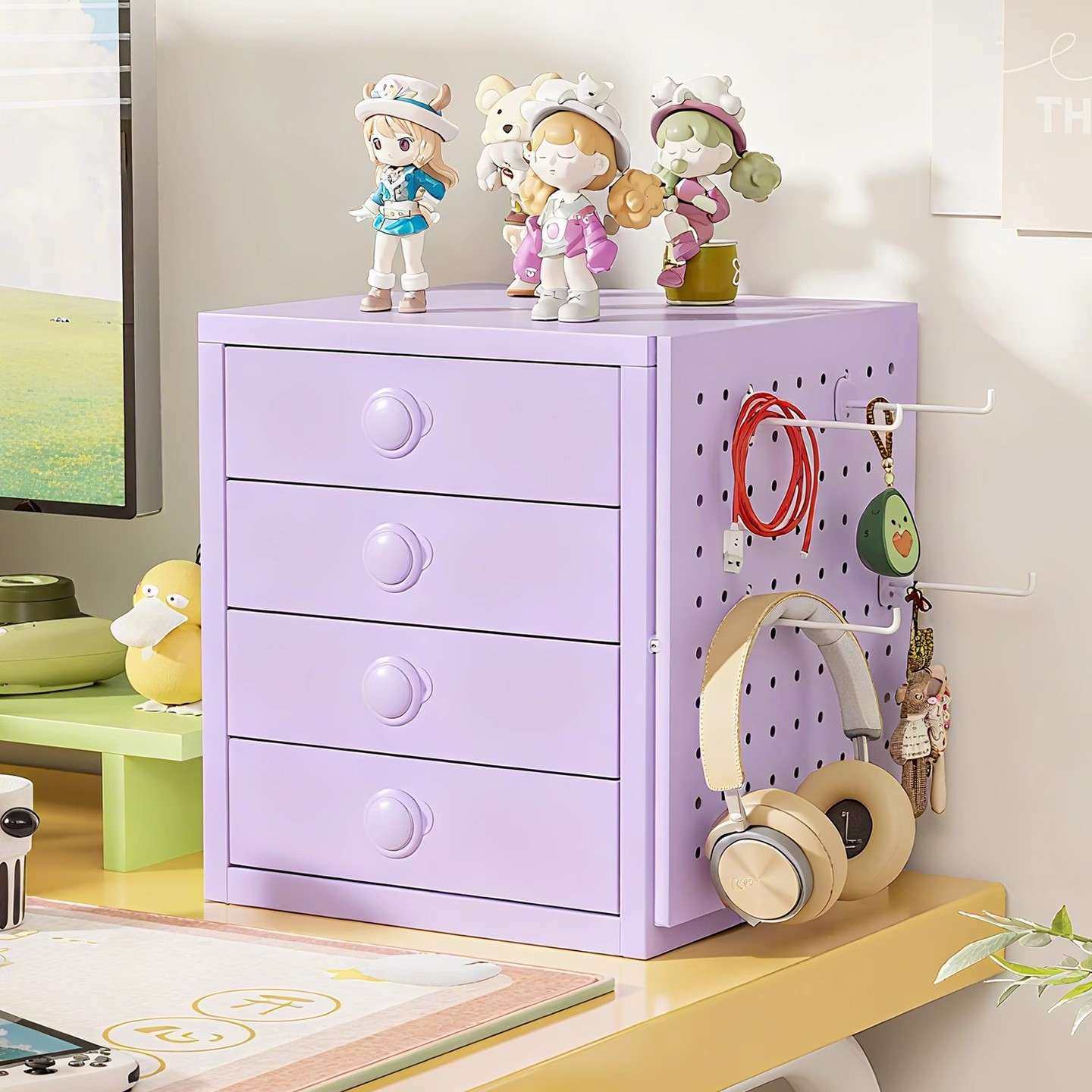 炎恩桌面收纳柜钢制家居储物柜卧室办公室高颜值抽屉带洞洞板斗柜,电子元器件市场,其它元器件,淘宝优惠券,粉丝福利购,淘宝优惠卷