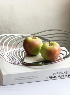 设计师款镂空金属水果盘家用客厅茶几置物盘样板房售楼处艺术饰品