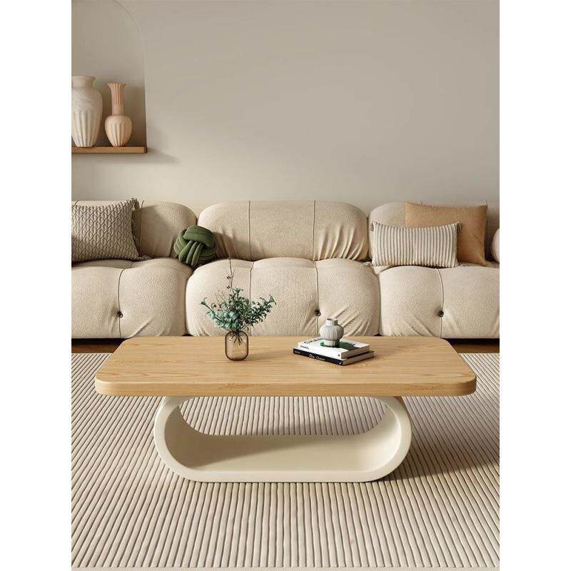 奶油风实木茶几家用小户型原木茶台客厅现代简约创意网红方形茶桌