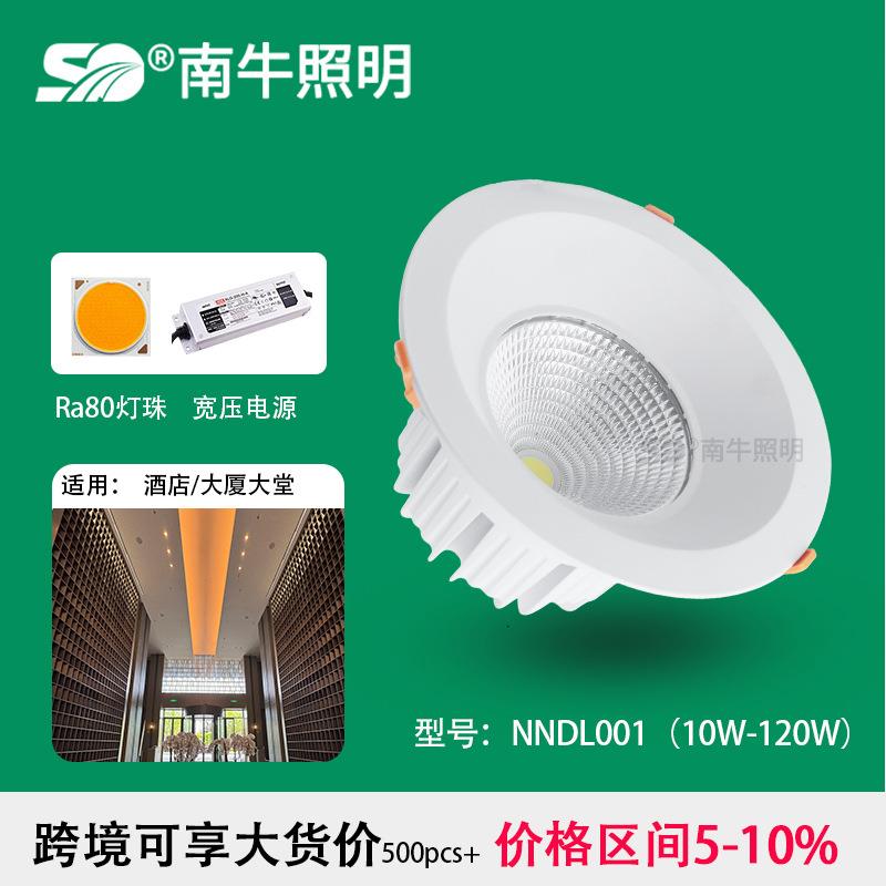 嵌入式COB LED筒灯50瓦60瓦80瓦100W 开孔195mm 砂银 银色 砂金