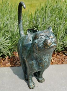 Bronze Cat Sculpture Statue Decor Cat Resin Bronze Lawn跨境