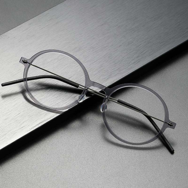 6523日系手工眼镜无螺丝设计尼龙复古圆形网红大框可配镜钛眼镜架