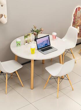 enm餐桌咖啡奶茶店桌吃饭桌子家用北欧商用圆桌洽谈桌阳台茶桌会